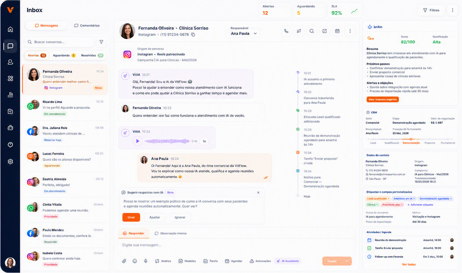 Inbox multicanal do VitFlow